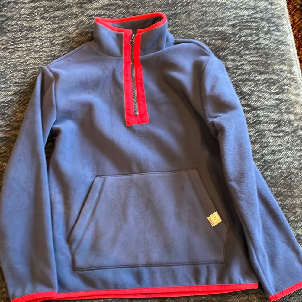 Kid quarter zip navy blue fleece with red piping